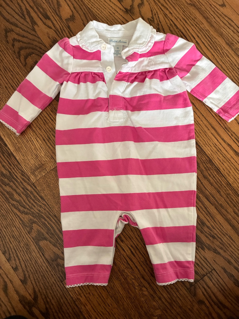 3m Ralph Lauren classic striped rugby romper